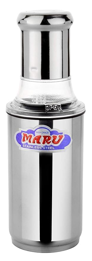 MARU Stainless Steel Oil Bottle For Cooking 350ml, Leakproof Designed Small Oil Container For Easy Storing&Instant Pouring With Easy-Removeable Nozzle From Can, One-Handed Grip For Effortless Cooking - Image 2