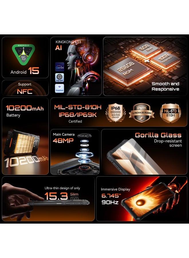 Cubot Smartphone ES3,6.745 Inch,10200mAh Customized Battery,16GB Extended RAM +256GB Internal Storage,Android 15,Type-C charging with 33W fast charge,Lightweight Slim Rugged Build.Ultra-Light,Ultra-Tough,Ultra-Ready. - Image 4