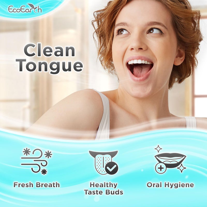 EcoEarth Tongue Scraper for Adults - 3 Pcs Metal Tongue Cleaner with Silver Storage Case - Tough Stainless Steel Mouth Scrubber for Fresh Breath & Oral Hygiene - by EcoEarth - Image 2