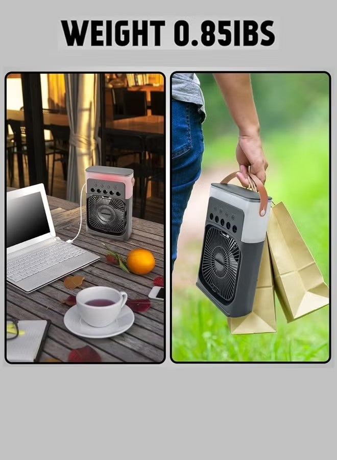Uliova Portable Misting Fan 3 Speed 3 Spray 5 Nozzles 600mL Tank 7 Color LED Lights USB Powered Low Noise 3-in-1 Cooler Humidifier Diffuser for Outdoor Camping Patio Black - Image 5