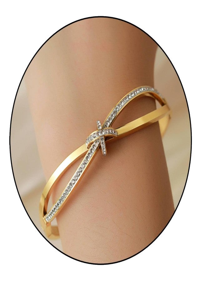 MILAKOO Dainty Stainless Steel Bangle Bracelet Gold-plated Tiny Waist Twisted Knot Bracelet Gifts for Love - Image 4