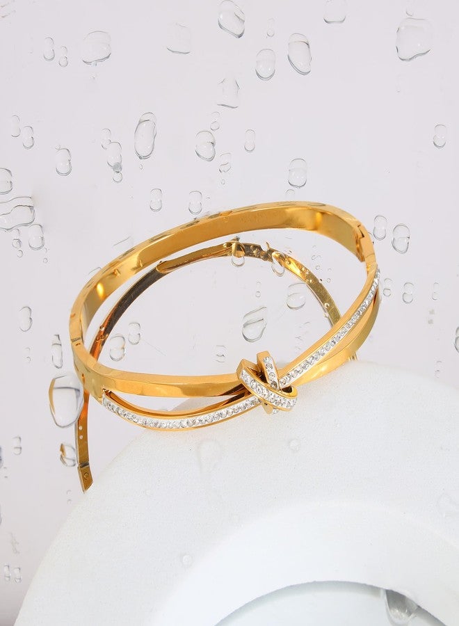 MILAKOO Dainty Stainless Steel Bangle Bracelet Gold-plated Tiny Waist Twisted Knot Bracelet Gifts for Love - Image 2