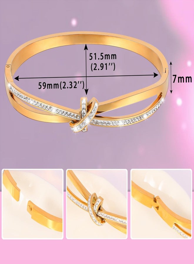 MILAKOO Dainty Stainless Steel Bangle Bracelet Gold-plated Tiny Waist Twisted Knot Bracelet Gifts for Love - Image 5