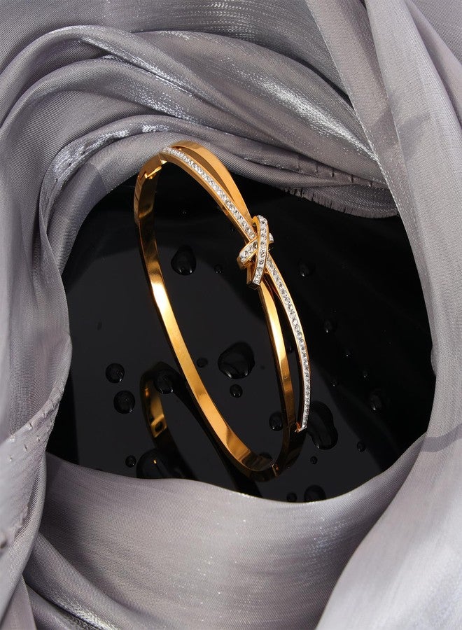 MILAKOO Dainty Stainless Steel Bangle Bracelet Gold-plated Tiny Waist Twisted Knot Bracelet Gifts for Love - Image 3