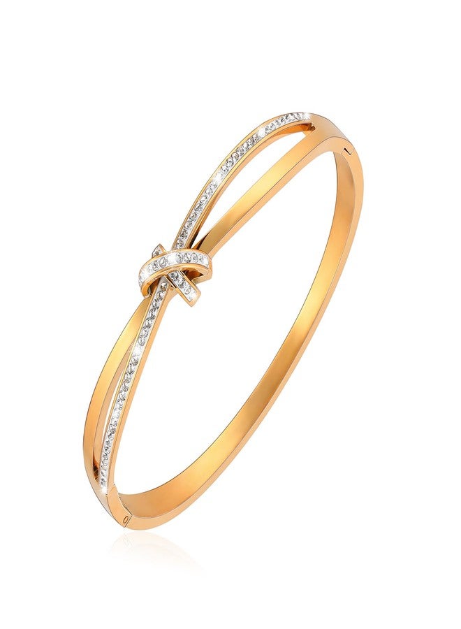 MILAKOO Dainty Stainless Steel Bangle Bracelet Gold-plated Tiny Waist Twisted Knot Bracelet Gifts for Love - Image 1