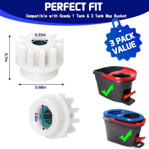 FOJOO 3 Pack Pedal Bearing Replacement for OCedar Mop Bucket - Easy Fix for 90% Rotation Mop Bucket on The Market, Compatible with mop Head Pedal Clutch Bearing Repair Kit - Image 2