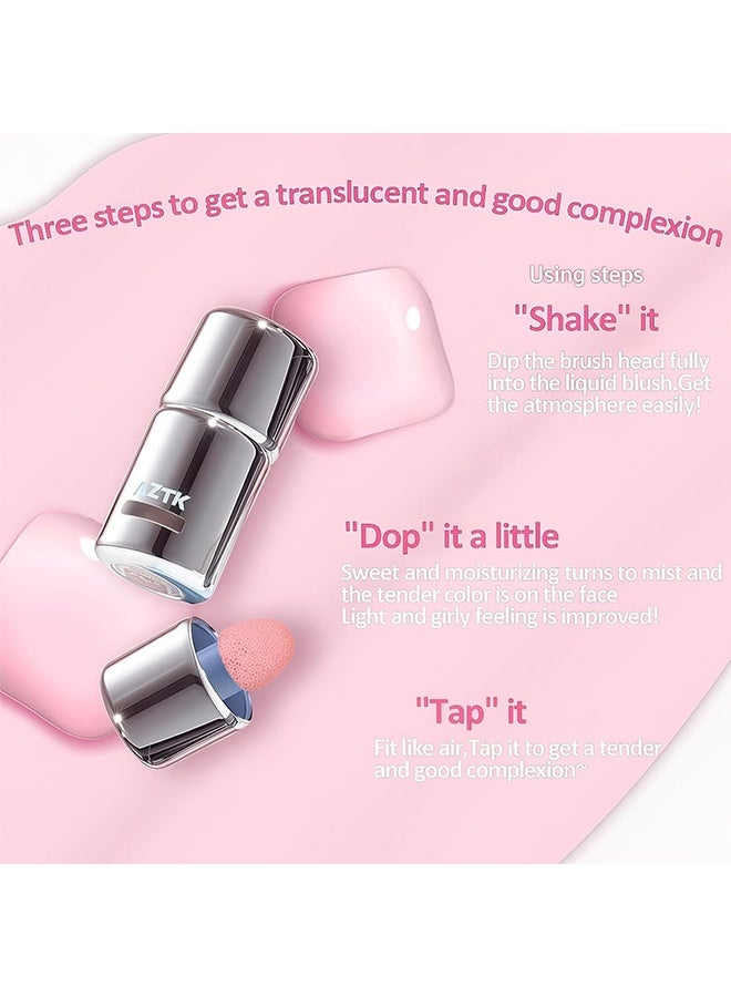 AZTK Jello Color Liquid Blush, Jelly Color Liquids Blushes With Sponge Head, Matte Nude Makeup Blusher Cream, Lasting, Lightweight, All-day Moisturizing And Smooth, Self-Contained Brush, Portable Makeup (JC05) - Image 5