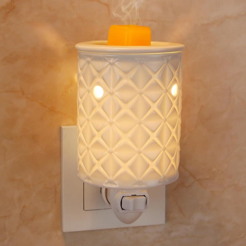 STARMOON Ceramic Wax Melt Warmer, Plug in Wax Warmer for Scented Wax, Scentsy Wax Warmer for Fragrance Oil, Night Light Wax Burner Decoration with Two Bulbs - Image 1