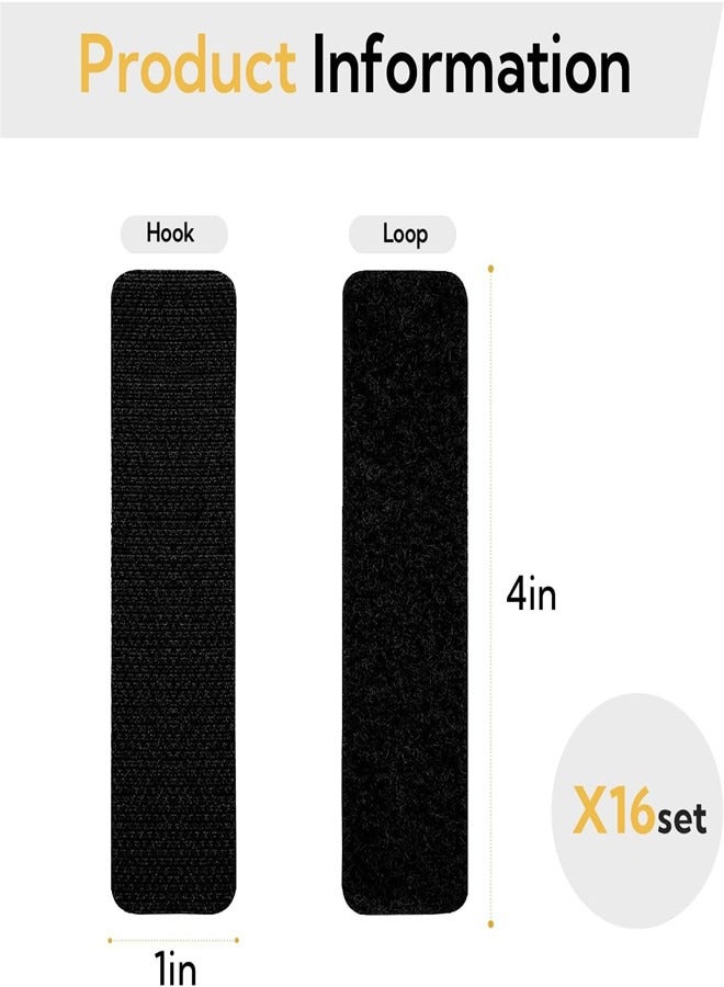 Osowake Duty Hook and Loop Strips with Adhesive,16 Set 4"x1",Nylon-velcro Tape with Adhesive Heavy Duty,Double-Sided Adhesive Strip  - Image 2