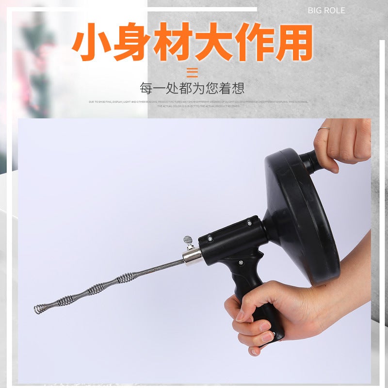 Black Hand-Crank Pipe Dredge Olive Head Cleaning Hair Sewer Clogging Kitchen Sink Dredge - Image 3