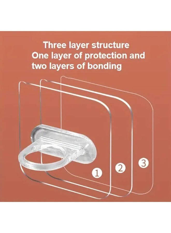 Transparent Heavy Duty Adhesive Wall Hooks No Drill Multi Purpose Strong Viscose - Image 3
