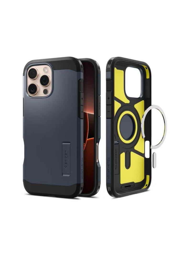 سبايجن جراب Tough Armor MagFit AI لهاتف iPhone 16 Pro مع حامل (2024) من MagSafe - رمادي معدني - Image 1