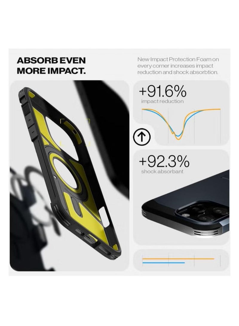 سبايجن جراب Tough Armor MagFit AI لهاتف iPhone 16 Pro مع حامل (2024) من MagSafe - رمادي معدني - Image 5