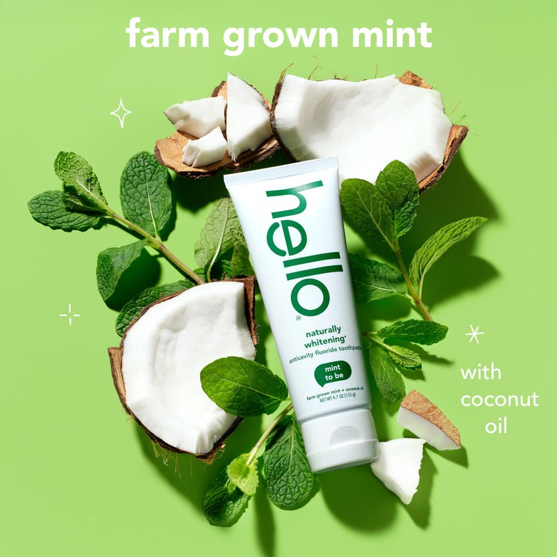 Hello معجون أسنان هالو للتبييض الطبيعي بالفلورايد، بنكهة النعناع الطبيعي وزيت شجرة الشاي، خالي من البيروكسيد، خالي من الجلوتين، خالي من SLS، عبوة 3، 4.7 أونصة لكل أنبوب - Image 3