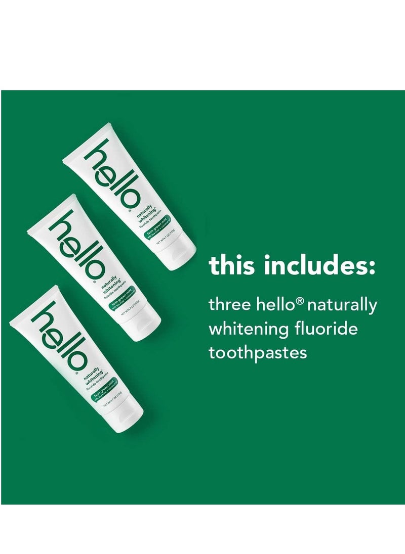 Hello Hello Naturally Whitening Fluoride Toothpaste, Natural Peppermint Flavor and Tea Tree Oil, Peroxide Free, Gluten Free, SLS Free, 3 Pack, 4.7 OZ Tubes  - Image 3