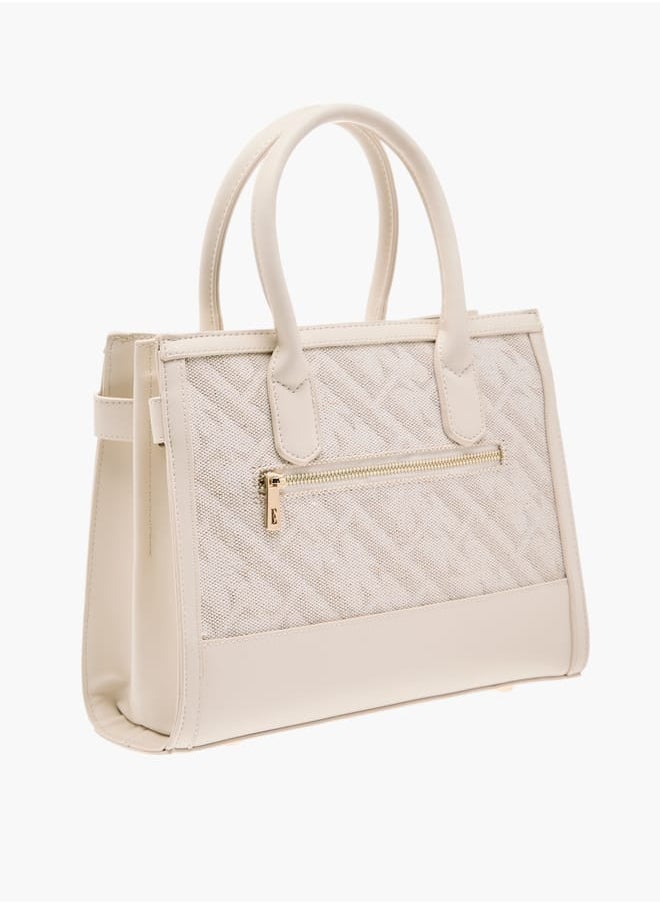 ELLE Women Jacquard Textured Tote Bag with Detachable Strap and Handles  - Image 3