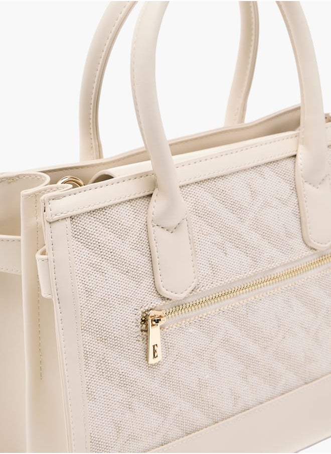 ELLE Women Jacquard Textured Tote Bag with Detachable Strap and Handles  - Image 5