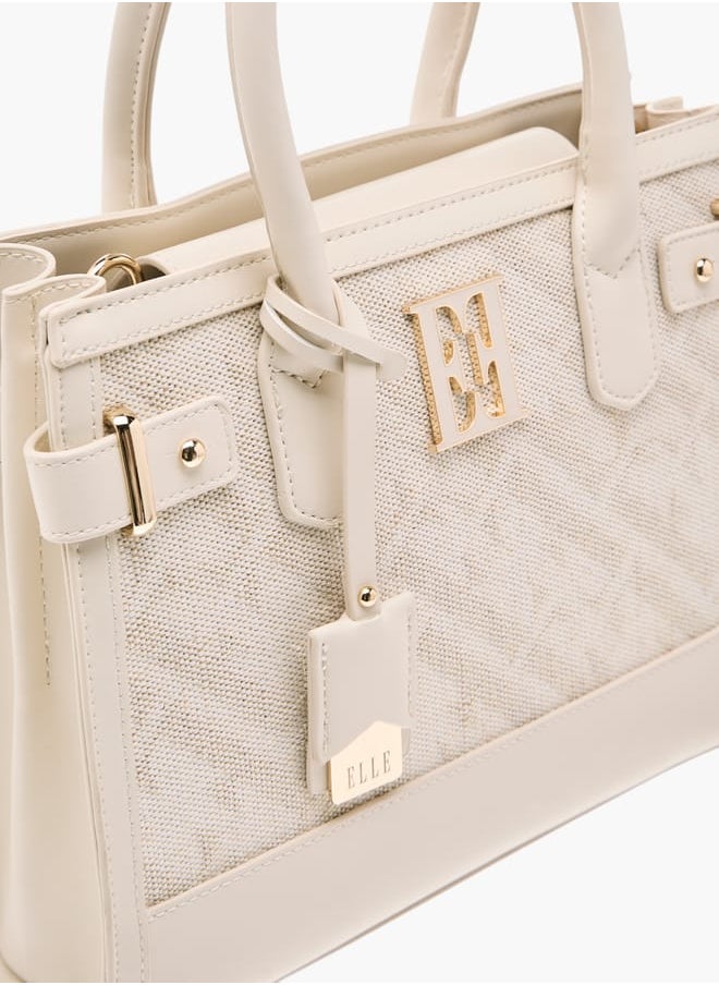 ELLE Women Jacquard Textured Tote Bag with Detachable Strap and Handles  - Image 4
