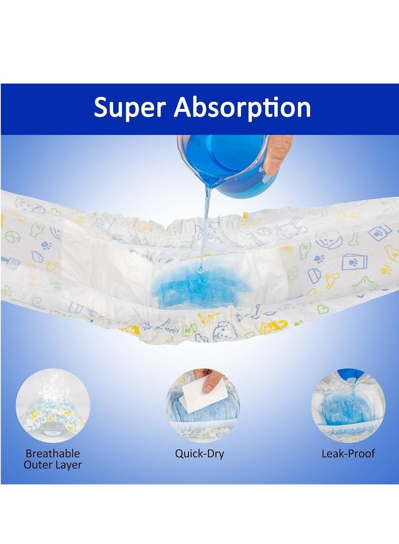 أم أتش دي حفاضات PET للاستخدام مرة واحدة للكلاب الذكور فائقة الامتصاص وناعمة تتضمن 24 قطعة للجراء والقطط والكلاب 4-8 كجم أزرق مقاس M - Image 5