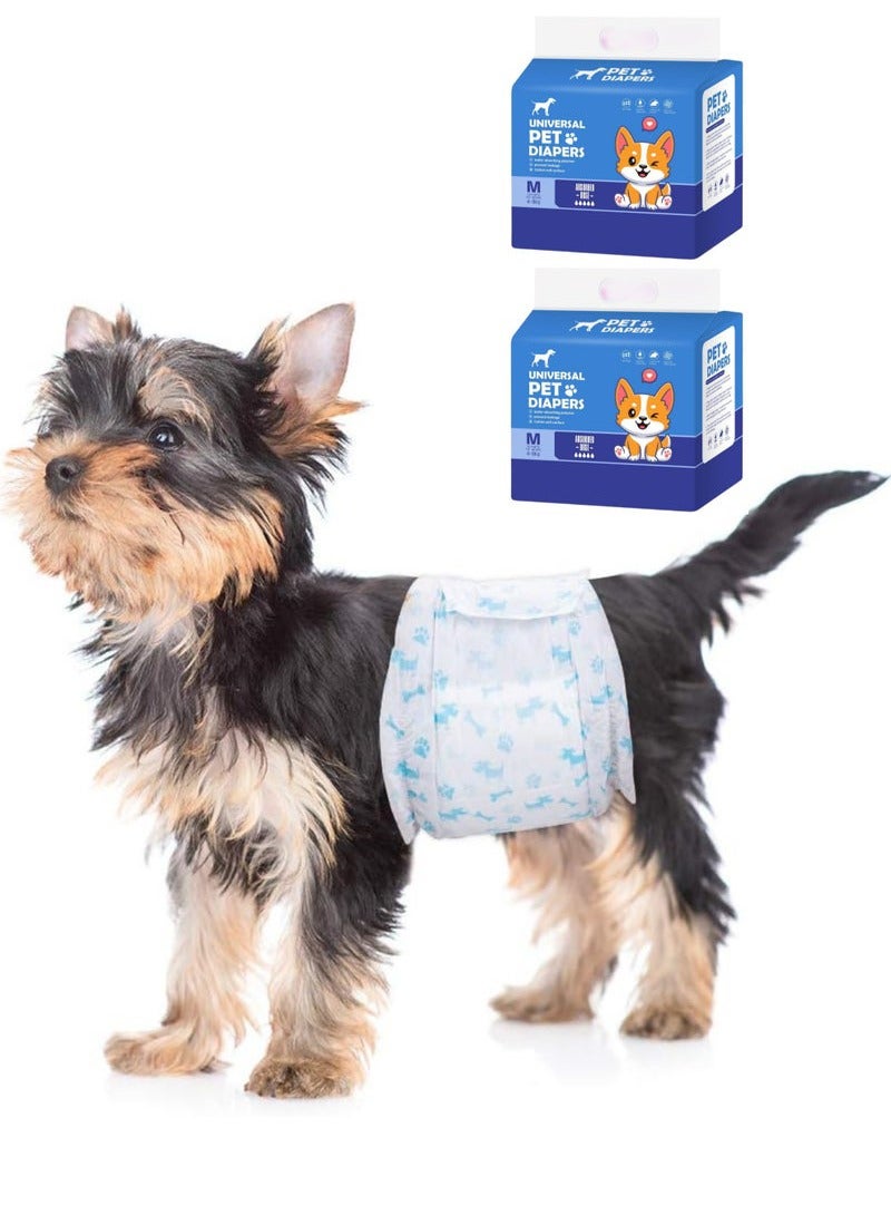 أم أتش دي حفاضات PET للاستخدام مرة واحدة للكلاب الذكور فائقة الامتصاص وناعمة تتضمن 24 قطعة للجراء والقطط والكلاب 4-8 كجم أزرق مقاس M - Image 1