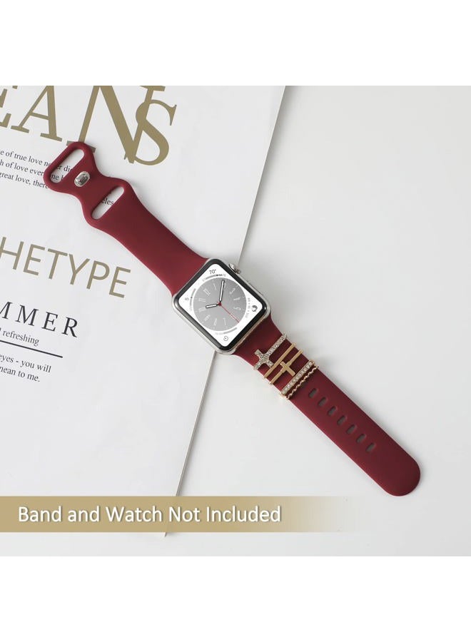 Charms for Apple Watch band 45mm 44mm 40mm 49mm 42mm 41mm 38mm Women,Decorative Ring Loops Metal Sparkles Jewelry Accessories for iwatch Series 8 ultra 7 6 5 4 3 SE,Galaxy watch 5/pro,Watch Band Charm
