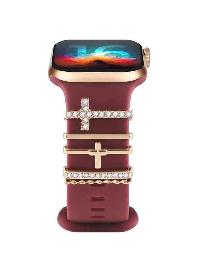 Charms for Apple Watch band 45mm 44mm 40mm 49mm 42mm 41mm 38mm Women,Decorative Ring Loops Metal Sparkles Jewelry Accessories for iwatch Series 8 ultra 7 6 5 4 3 SE,Galaxy watch 5/pro,Watch Band Charm