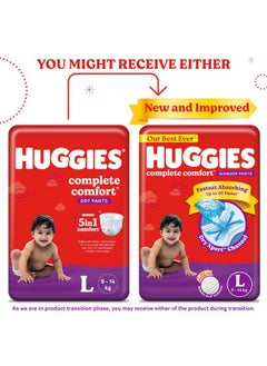 Huggies Huggies Complete Comfort Wonder Pants Large (L) Size (9-14 Kgs) Baby Diaper Pants, 24 count| India's Fastest Absorbing Diaper with upto 4x faster absorption | Unique Dry Xpert Channel  - Image 2
