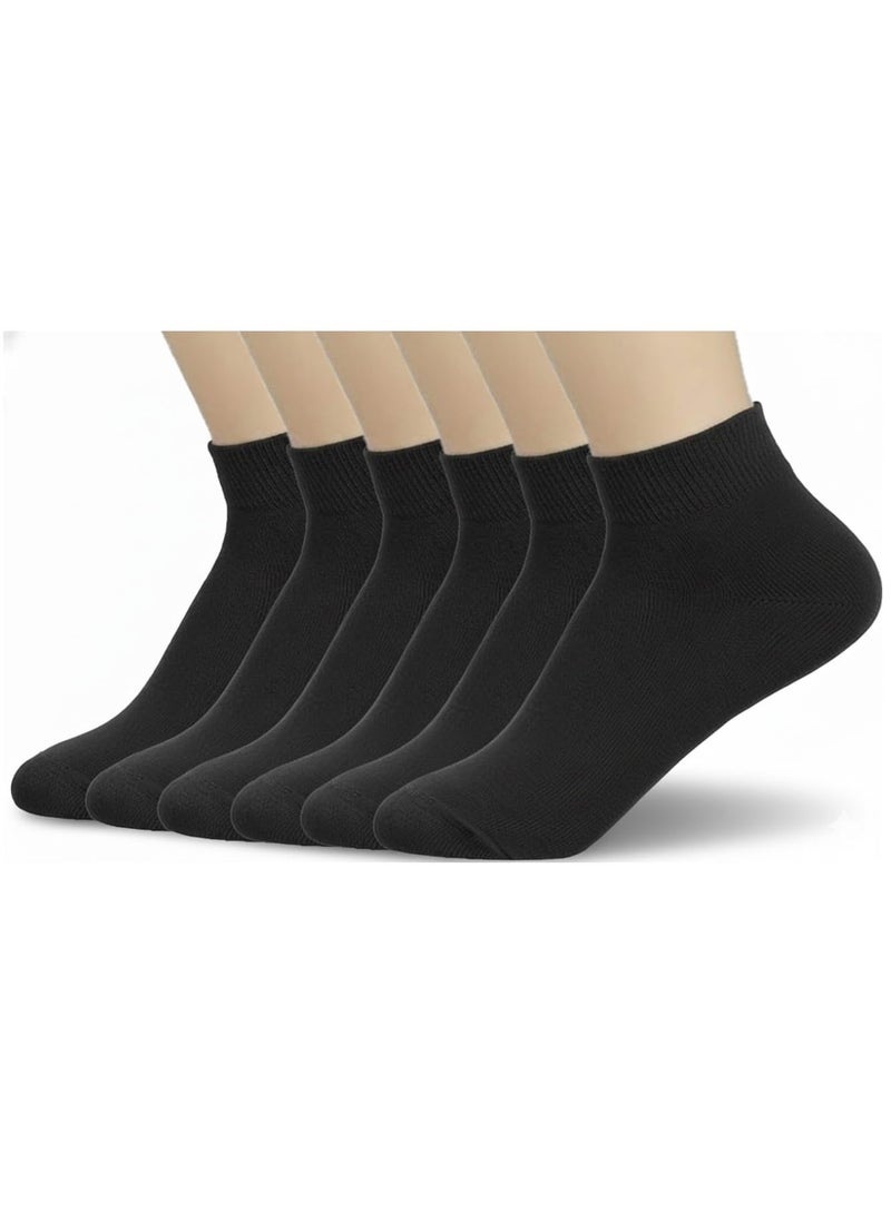 Tango 6 أزواج من جوارب الأطفال للأولاد والبنات جوارب كاحل رسمية ورياضية ناعمة وقابلة للتنفس لجوارب زي المدرسة للأطفال (الإمارات/السعودية، العمر، 11 سنة، 14 سنة، عادي، أسود - 6 أزواج) - Image 1