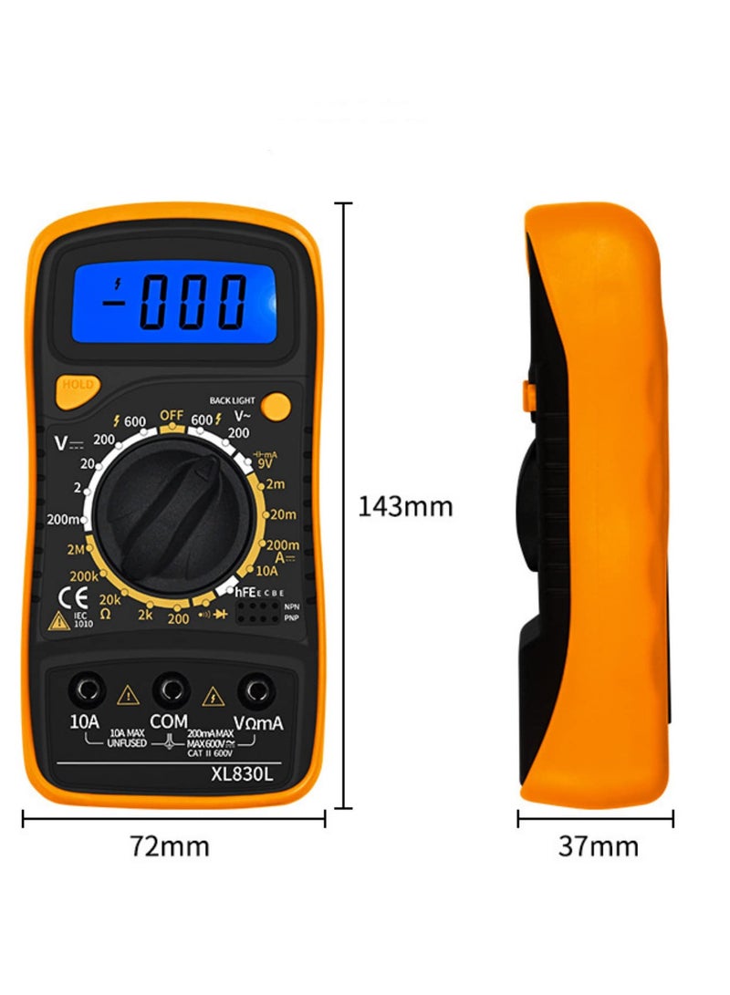 XL830L Digital Multimeter High Precision Portable Universal Multifunction Meter with Digital Display Backlight and Strap for Electric Measurement - Image 2