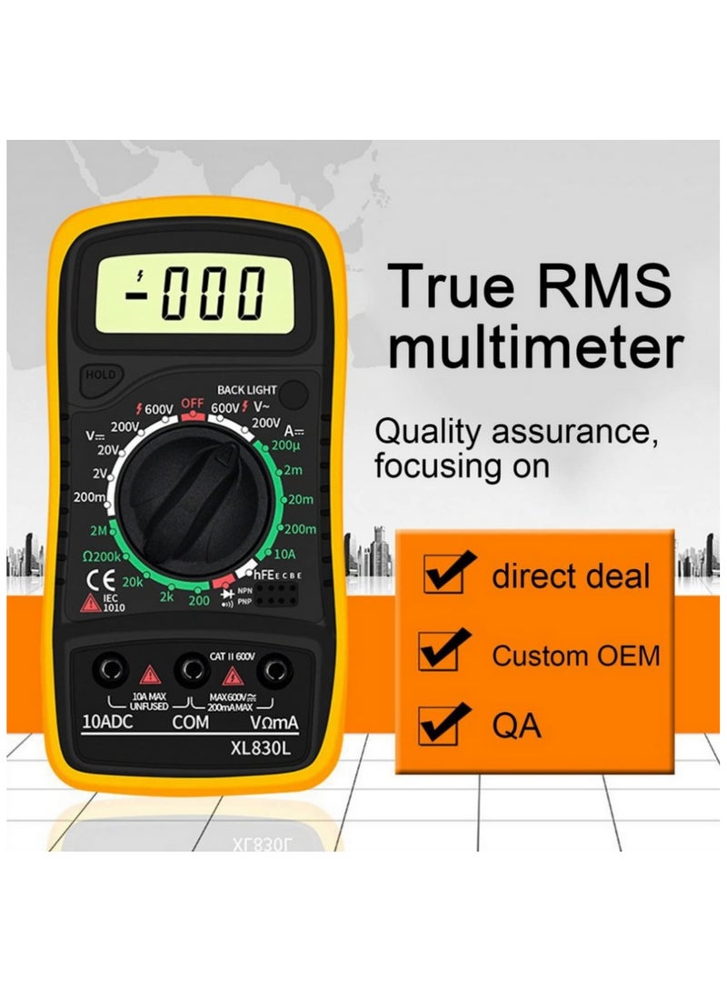 XL830L Digital Multimeter High Precision Portable Universal Multifunction Meter with Digital Display Backlight and Strap for Electric Measurement - Image 5