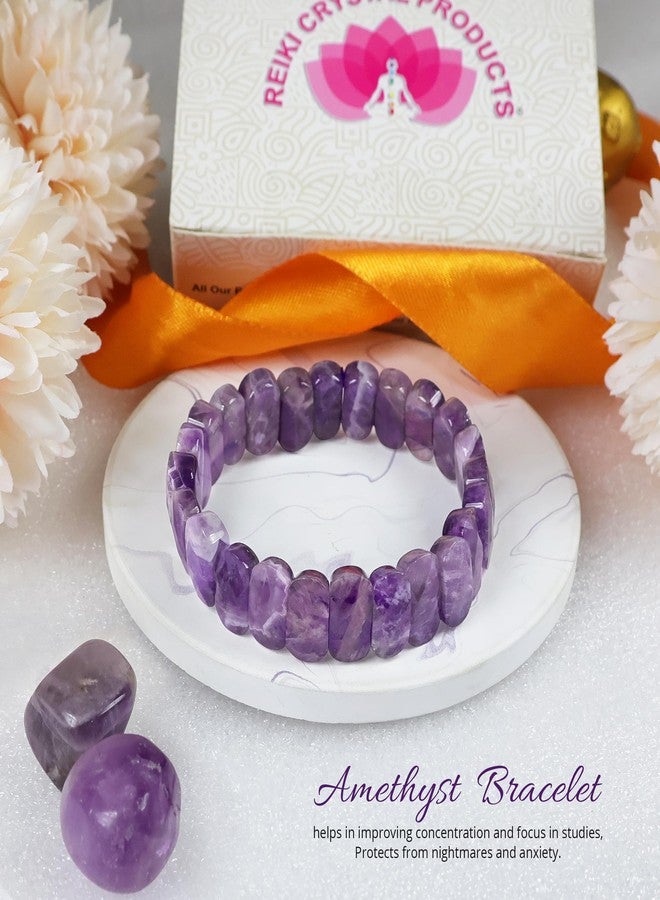Crystu Amethyst Bracelet High Grade Stone For Reiki Healing Bracelet Color: Purple For Unisex Adult - Image 4