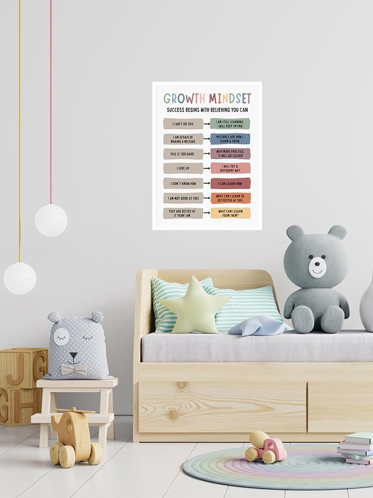 uoyien Growth Mindset Mental Health Posters Classroom Office Therapy Wall Decor Positive Affirmations Quotes Canvas Wall Art Kids Educational Prints For Calming Corner Decorations Unframed 16x24in - Image 5
