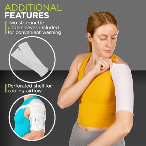 BraceAbility دعامة ساريمنتو من بريس أبيليتي - جبيرة كسر عظمة العضد للذراع العلوية المكسورة، الكتف، العضلة ذات الرأسين وعظمة العضد مع دعم من القماش (صغير) - Image 4