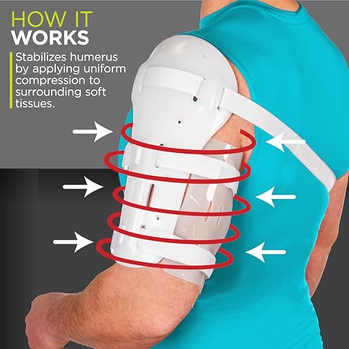 BraceAbility دعامة ساريمنتو من بريس أبيليتي - جبيرة كسر عظمة العضد للذراع العلوية المكسورة، الكتف، العضلة ذات الرأسين وعظمة العضد مع دعم من القماش (صغير) - Image 3