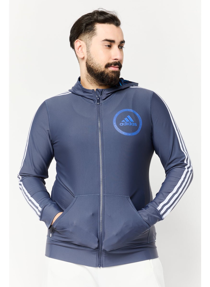 Adidas Men Sportswear Fit Long Sleeve Training Track Jacket, Dusty Navy  - Image 1