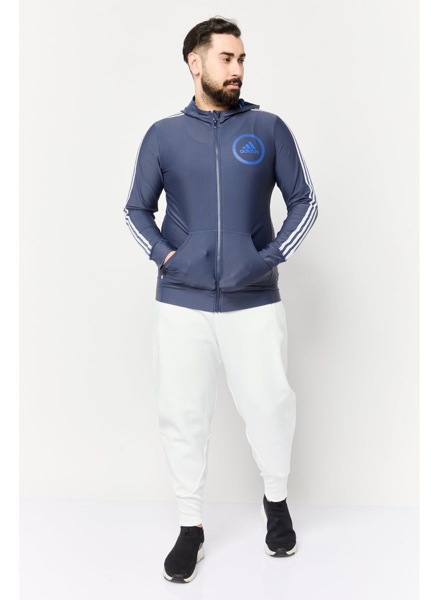 Adidas Men Sportswear Fit Long Sleeve Training Track Jacket, Dusty Navy  - Image 2