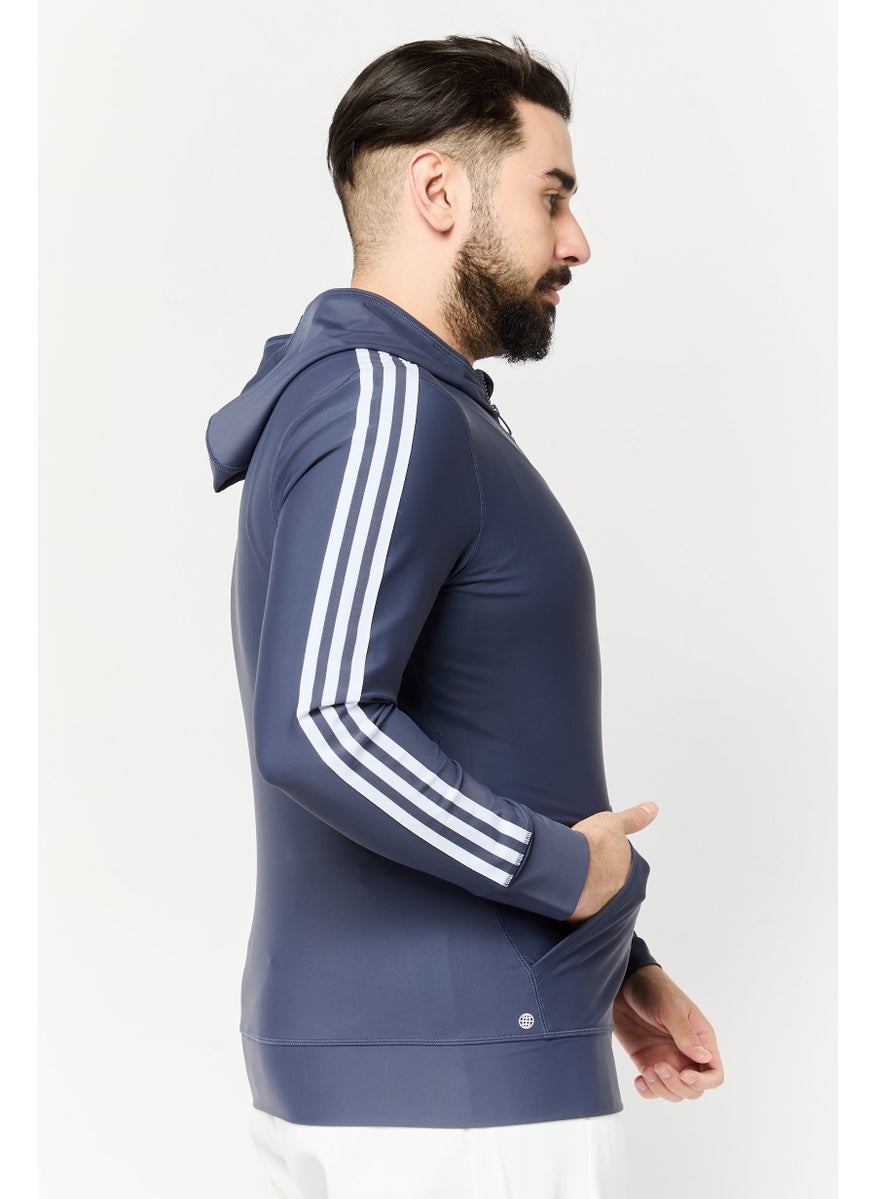 Adidas Men Sportswear Fit Long Sleeve Training Track Jacket, Dusty Navy  - Image 4