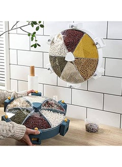 Generic Wall-Mounted Grain Dispenser Rotatable Rice Storage Container Grain Dispenser Grain Rice Bucket Dry Food Dispenser with 6 Compartments Improve  - Image 2