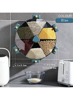 Generic Wall-Mounted Grain Dispenser Rotatable Rice Storage Container Grain Dispenser Grain Rice Bucket Dry Food Dispenser with 6 Compartments Improve  - Image 3