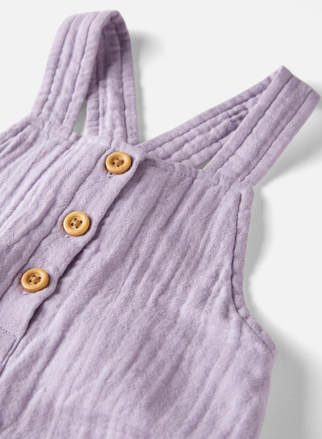 little planet by carter's Baby Organic Cotton Gauze Overall Jumpsuit, Lilac, 9M - Image 3