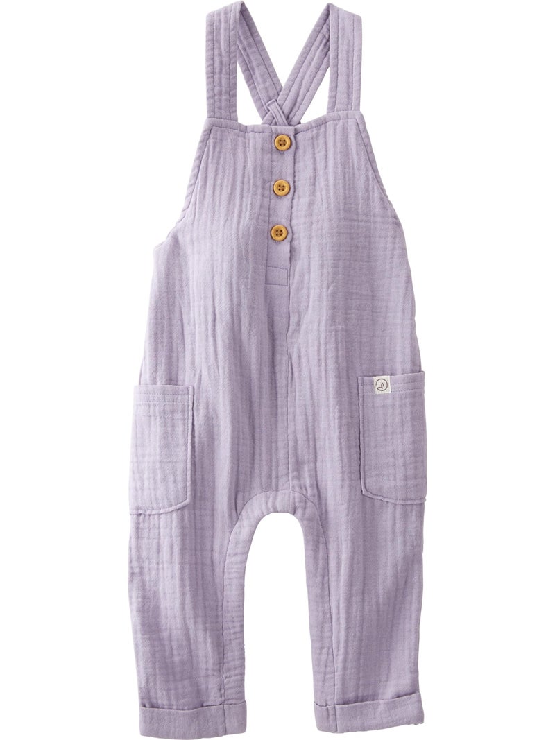 little planet by carter's Baby Organic Cotton Gauze Overall Jumpsuit, Lilac, 9M - Image 1