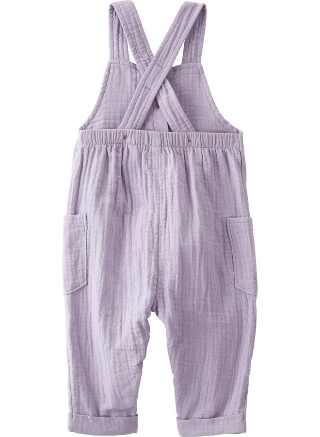 little planet by carter's Baby Organic Cotton Gauze Overall Jumpsuit, Lilac, 9M - Image 2