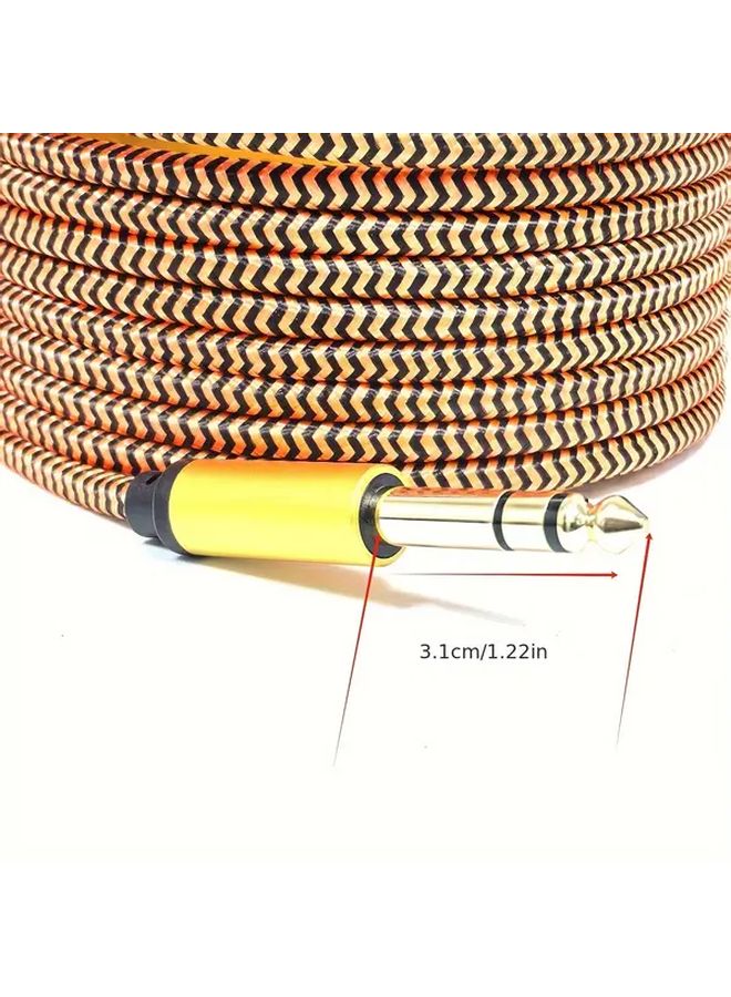 6.5mm Gold Plated Dual Channel Stereo TRS Amplifier Cable 19.69 Inch Orange Male to Male Balance Audio Instrument Plug Cord High Shielded No Loss Sound Quality Suitable for Electric Guitar Bass Mandolin Cat5e Ethernet Network Category - Image 2