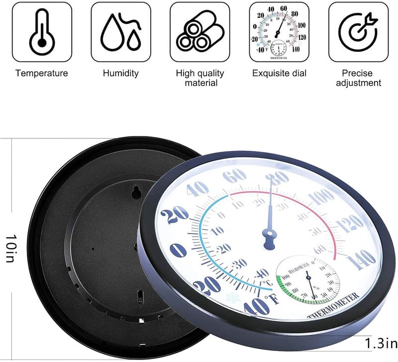 Lirches Indoor Outdoor Thermometer Hygrometer - Waterproof Hanging Wall Thermometer Decorative Outdoor Thermometer Large Numbers, No Battery Needed Outdoor Thermometers for Patio - Image 3