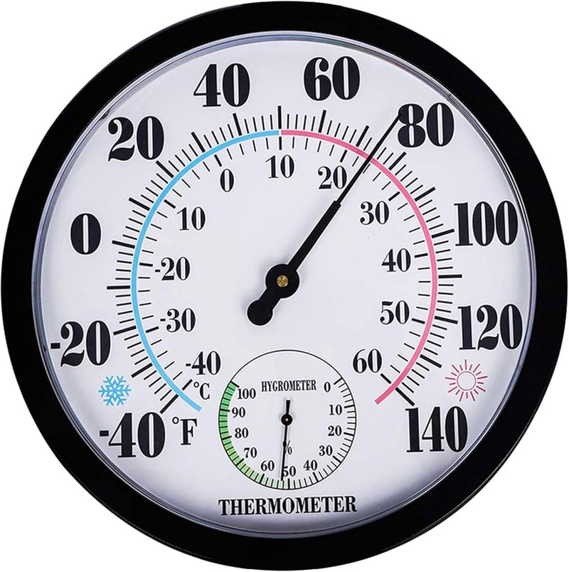 Lirches Indoor Outdoor Thermometer Hygrometer - Waterproof Hanging Wall Thermometer Decorative Outdoor Thermometer Large Numbers, No Battery Needed Outdoor Thermometers for Patio - Image 1