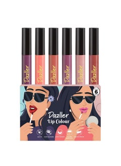 DAZLLER Lip Colour Lipstick Combo Pack Of 6|Vibrant Matte Liquid Lipstick For Women|Long Stay|Smudge-Proof|Non-Transfer|Nude Splash|21.6G  - Image 1