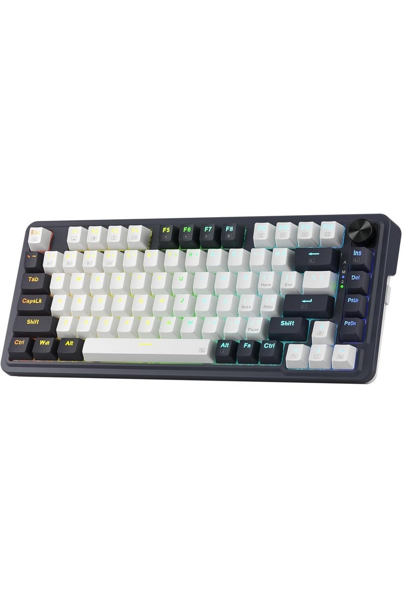 REDRAGON K673 PRO 75% Wireless Gasket RGB Gaming Keyboard, 3-Modes 81 Keys Compact Mechanical Keyboard Hot-Swap Socket, Dedicated Knob Control and Sound Absorbing Pads, Linear Red Switch - Image 1
