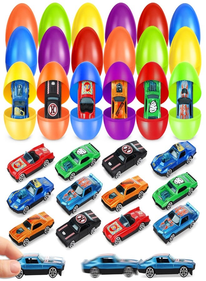 ShyLizard 12 Pack Prefilled Easter Eggs with Toys Inside, Colorful Easter Egg Fillers with Die-cast Racing Cars, Easter Egg Hunting Games, Prefilled Easter Baskets Stuffers, Easter Prizes Reward Party Favors - Image 1