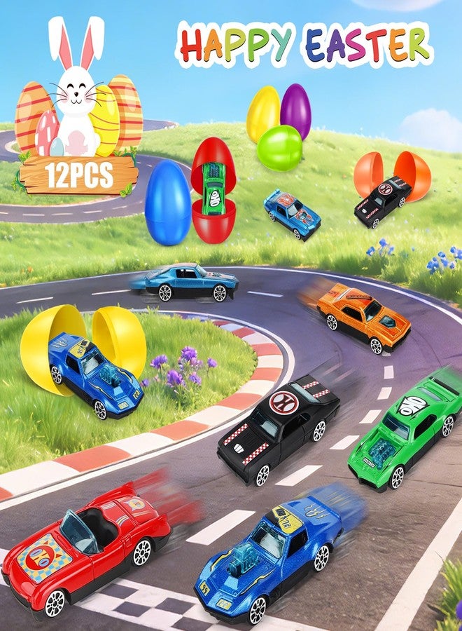 ShyLizard 12 Pack Prefilled Easter Eggs with Toys Inside, Colorful Easter Egg Fillers with Die-cast Racing Cars, Easter Egg Hunting Games, Prefilled Easter Baskets Stuffers, Easter Prizes Reward Party Favors - Image 3