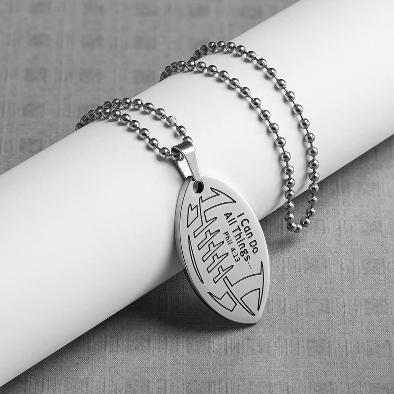 HOFOYA Sports Athletes Necklace with Inspiring Bible Quote from Phil 4:13 Baseball Basketball Football Soccer Volleyball Pendant Jewelry Gift for Men Teen boys girls,Christ Baptist gifts. - Image 5